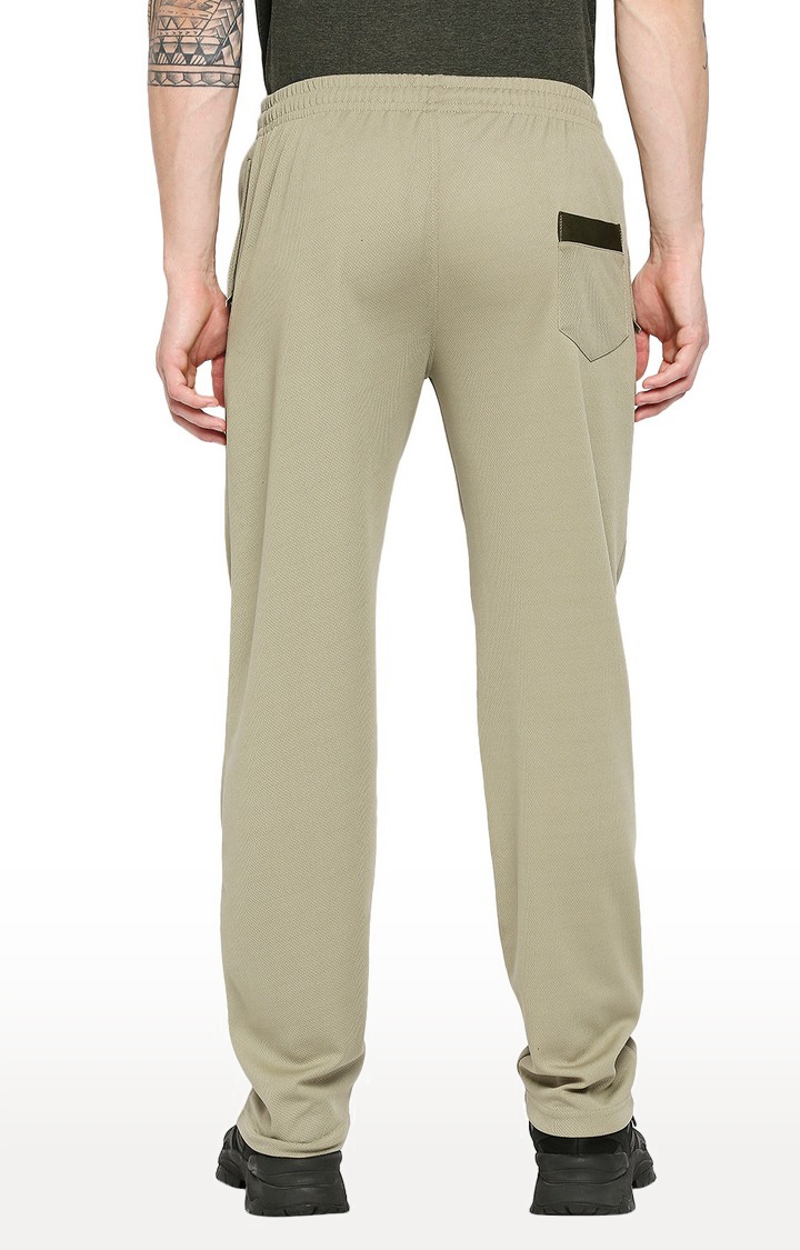 Men's  Beige Polyester Solid Trackpants