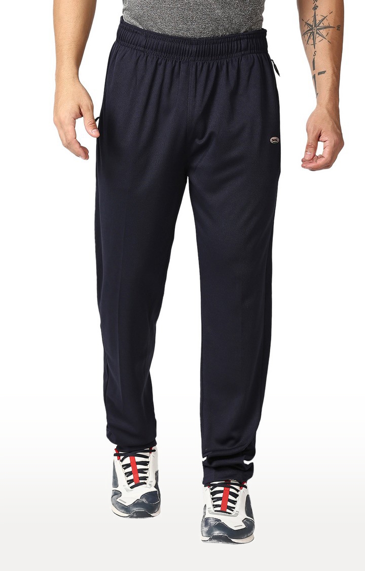 Men's  Blue Polyester Solid Trackpants