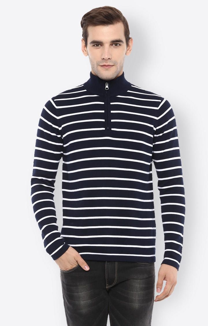 celio | Navy Blue Striped Sweatshirts 0