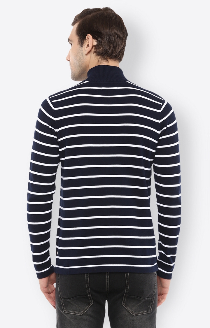 celio | Navy Blue Striped Sweatshirts 3