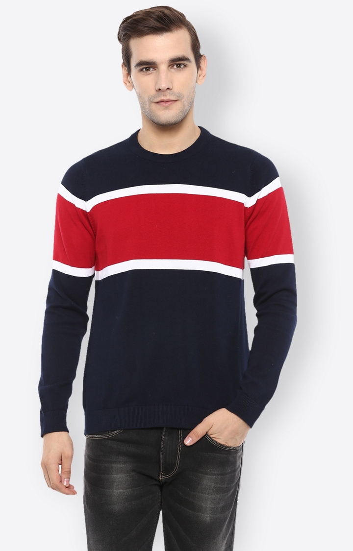 celio | Navy And Red Colourblock Sweater