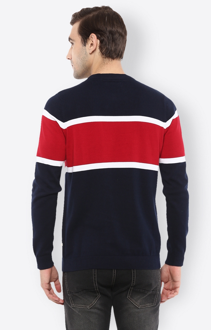 celio | Navy And Red Colourblock Sweater 3