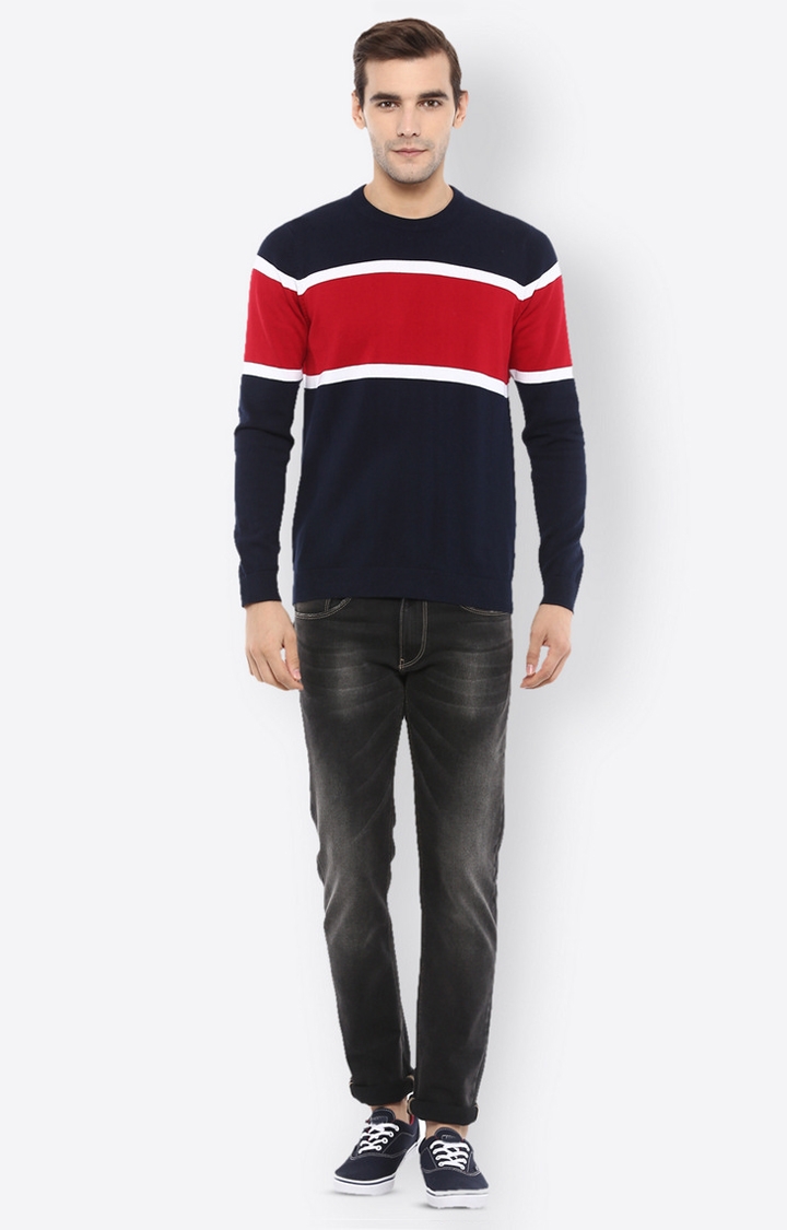 celio | Navy And Red Colourblock Sweater 1