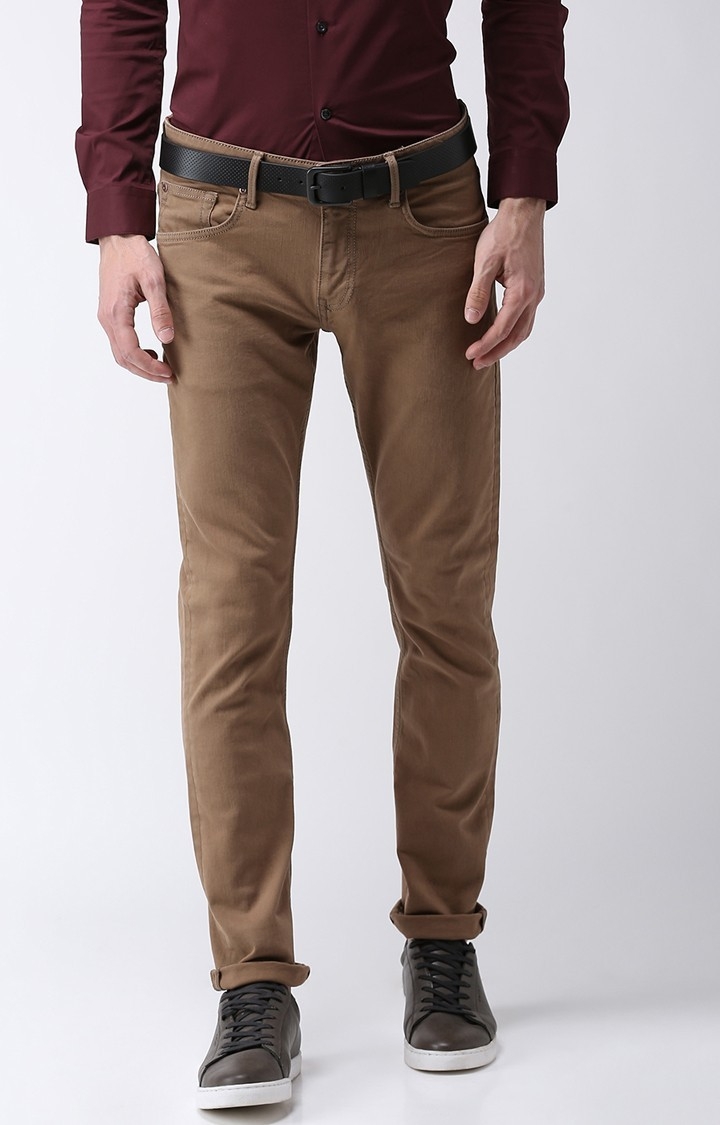 celio | Brown Solid Slim Fit Jeans