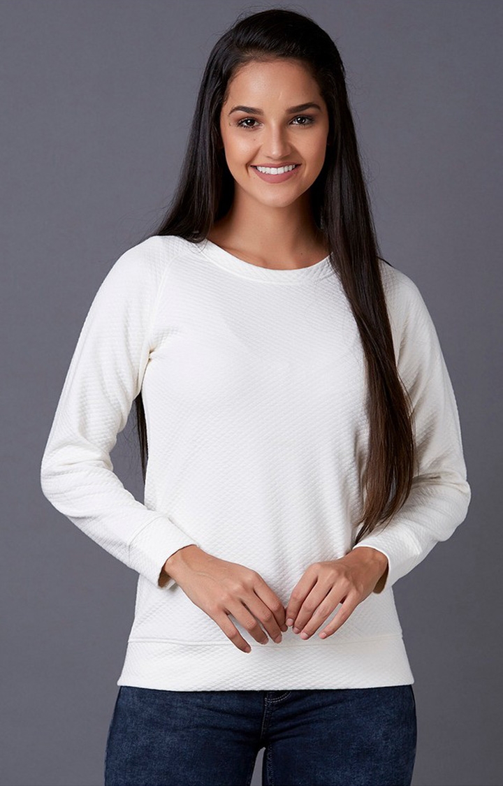 MARCA DISATI | White Textured Sweatshirts