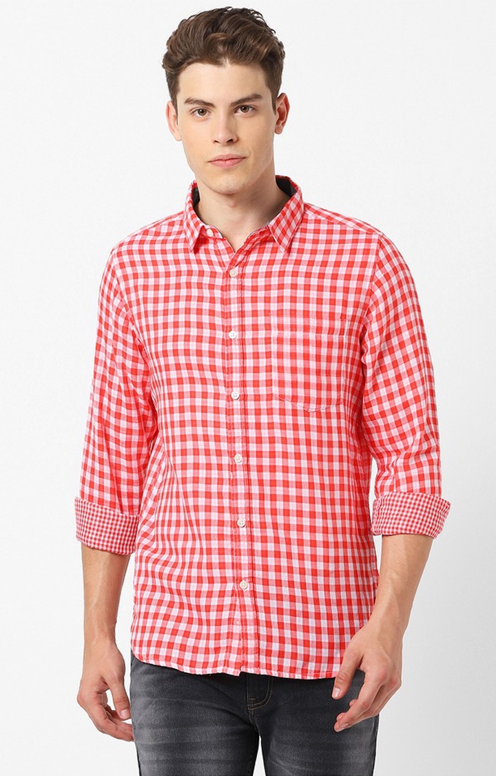 MARCA DISATI | Red Checked Casual Shirts