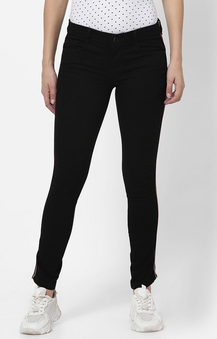 MARCA DISATI | Black Taped Side Ankle Length Jeans