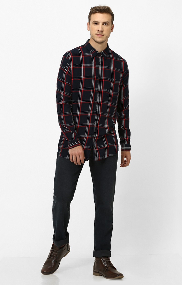 celio | Blue & Red Checked Casual Shirt 1