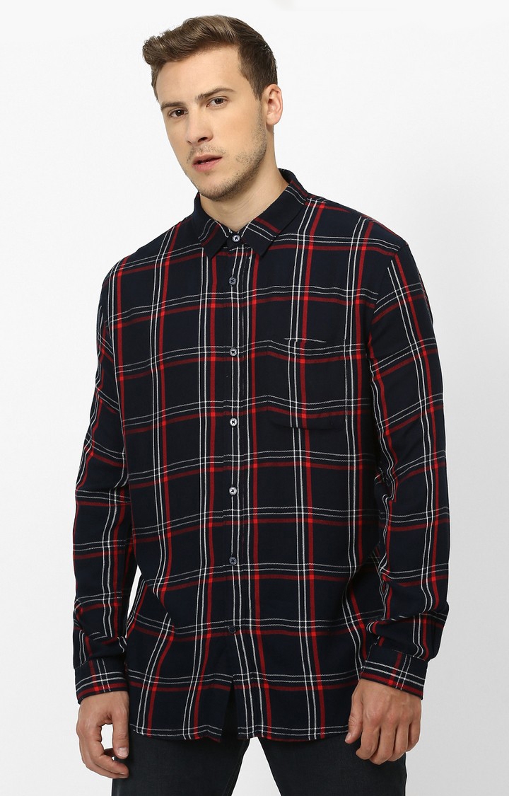 celio | Blue & Red Checked Casual Shirt