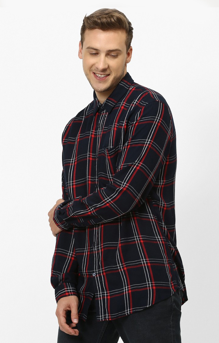 celio | Blue & Red Checked Casual Shirt 2