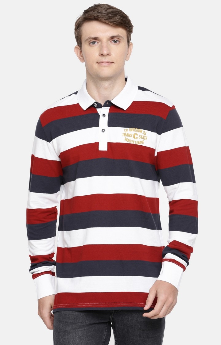 celio | Multicoloured Striped Polo T-Shirt