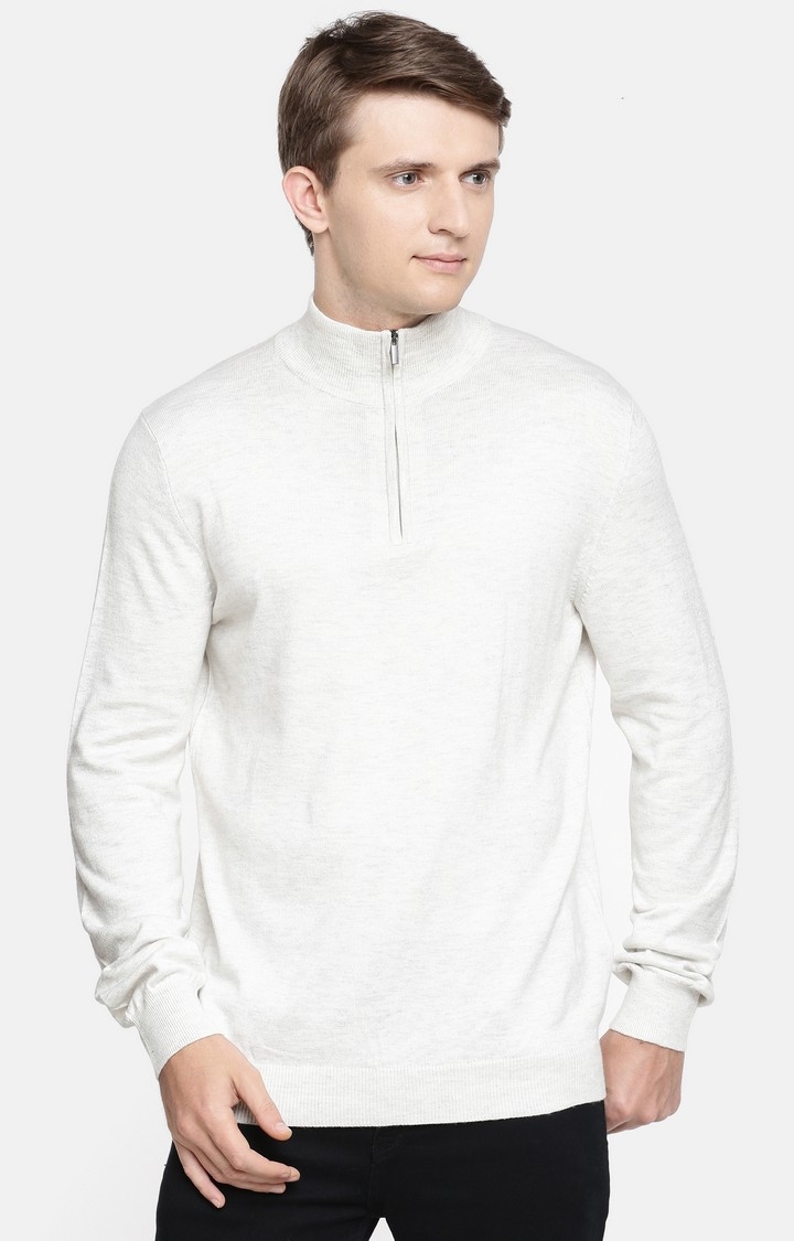 celio | Ecru Solid Sweatshirt