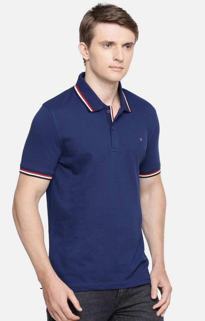 celio | Blue Solid Polo T-Shirt