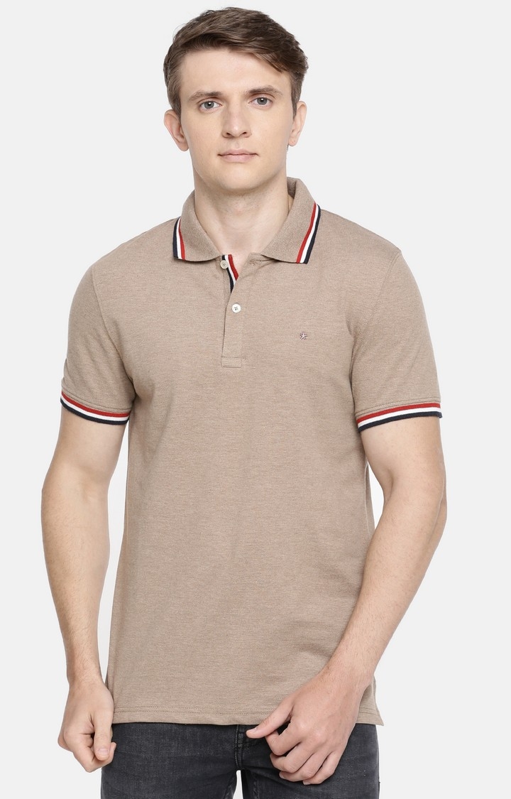 celio | Brown Melange Straight Fit T-Shirt