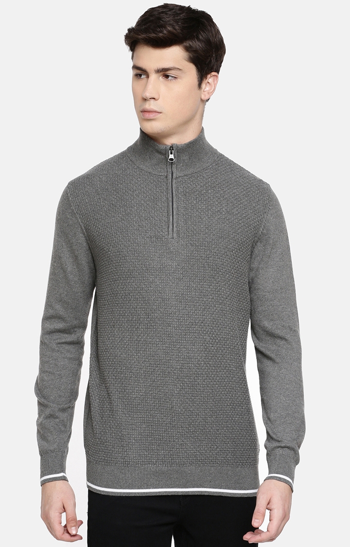 celio | Grey Solid Sweatshirt