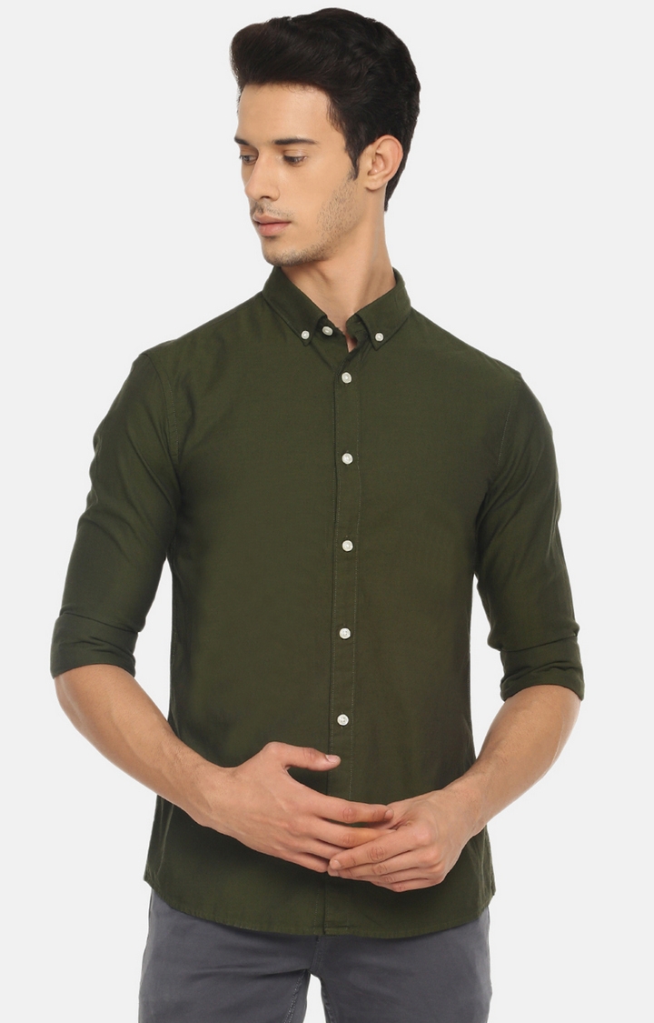 celio | Olive Solid Casual Shirt