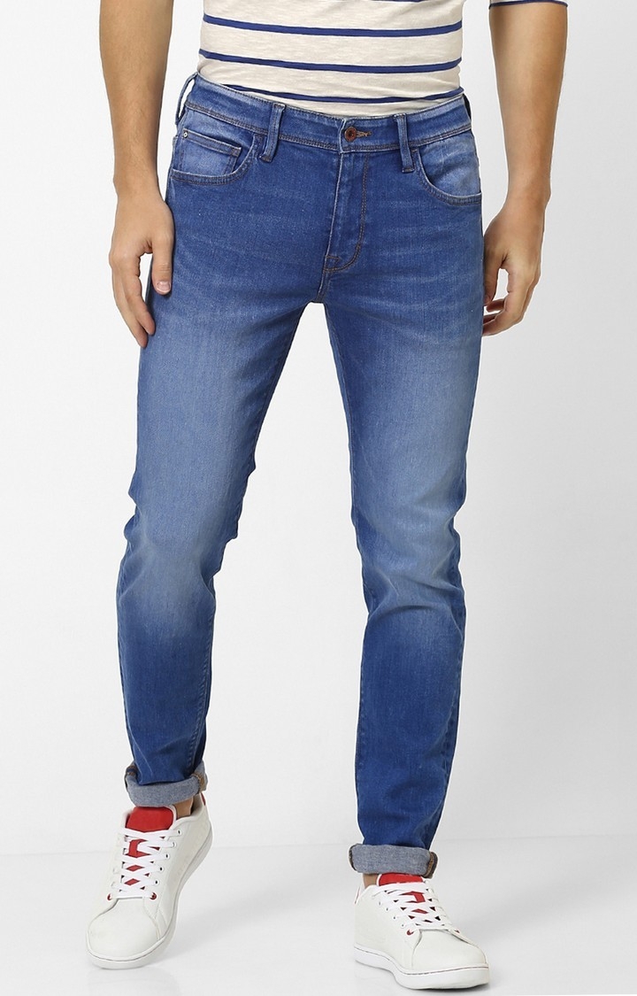 celio | Blue Solid Skinny Fit Tapered Jeans