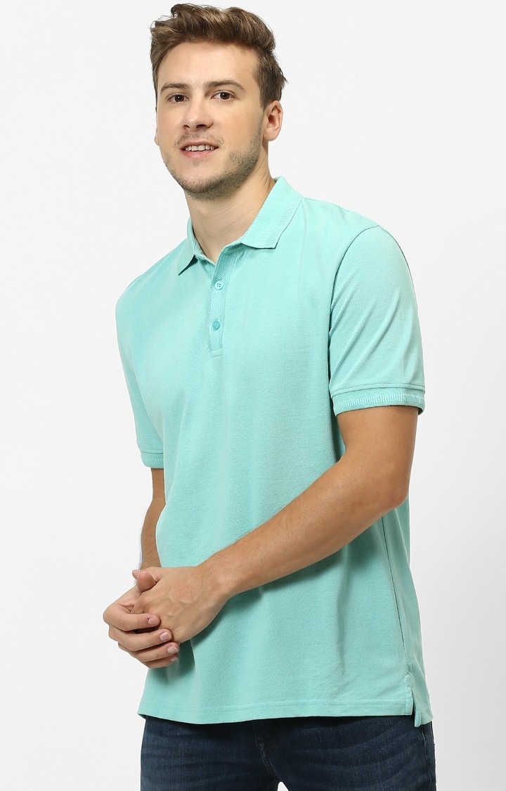 celio | Turquoise Solid Regular Fit Polo T-Shirt