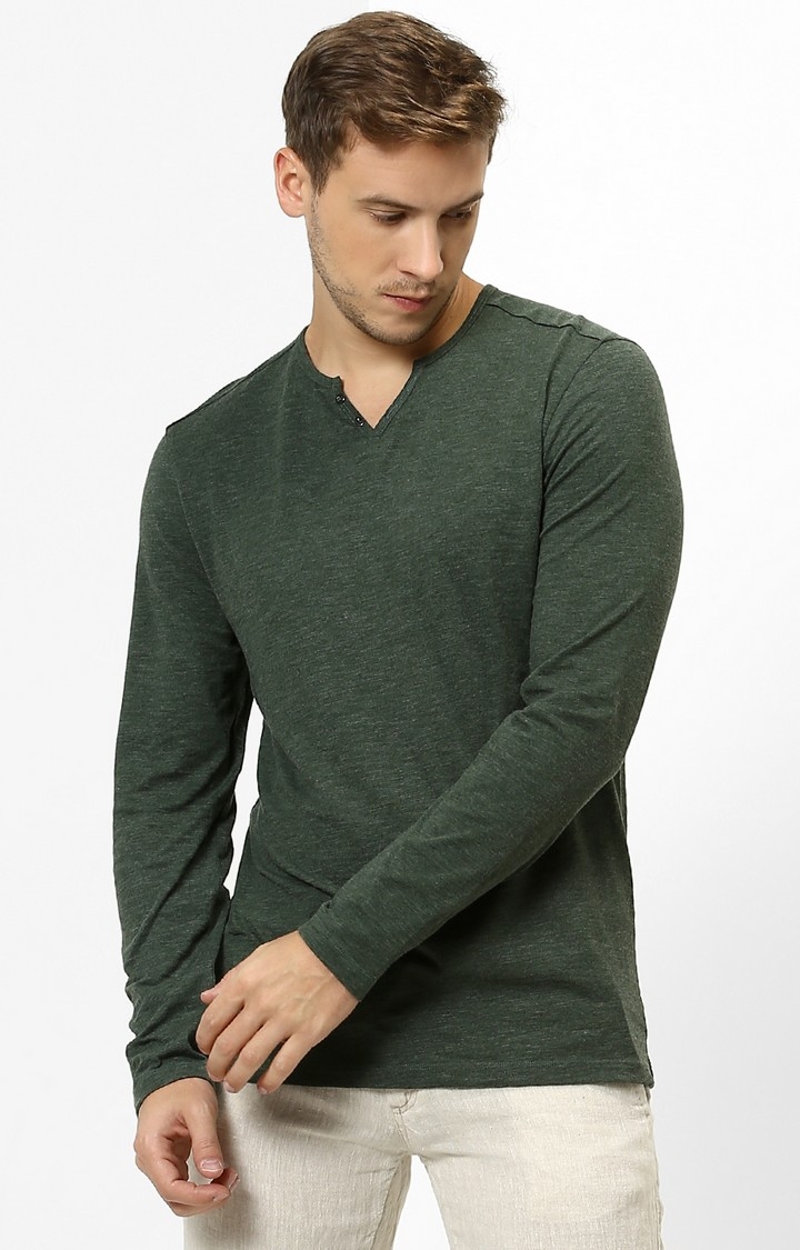 celio | Green Melange Regular Fit T-Shirt