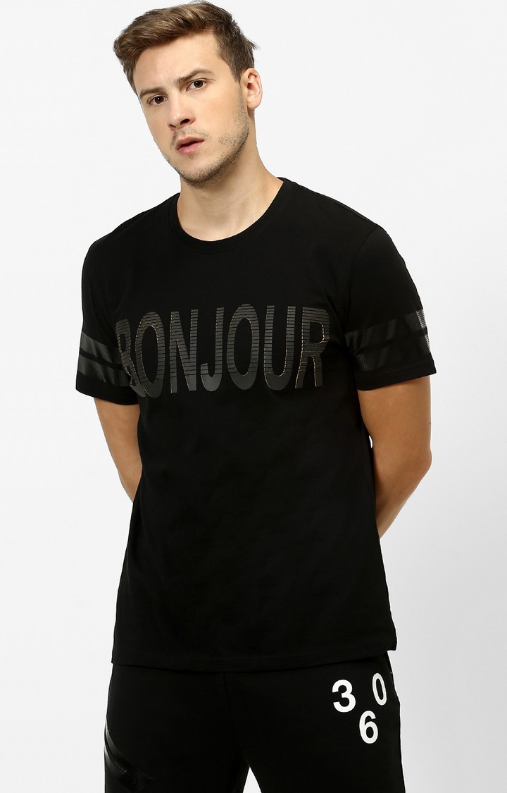 celio | Black Printed Regular Fit T-Shirt