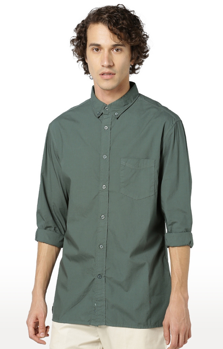 celio | Green Solid Casual Shirt