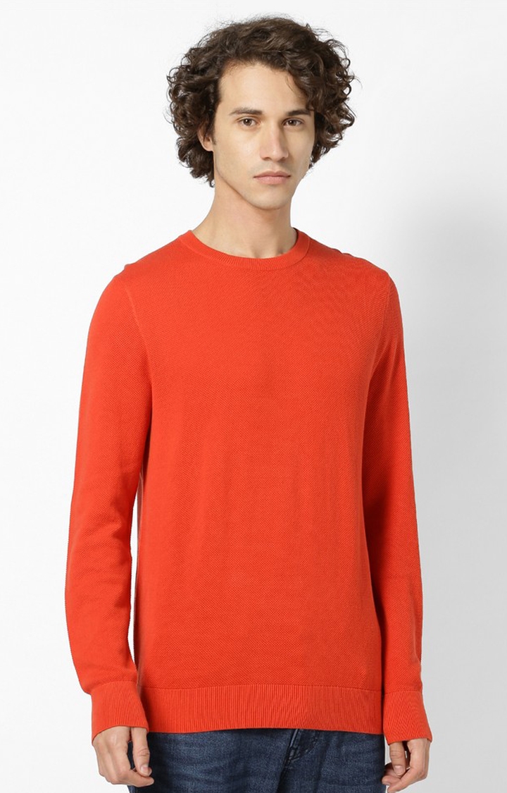 celio | Orange Solid Sweater