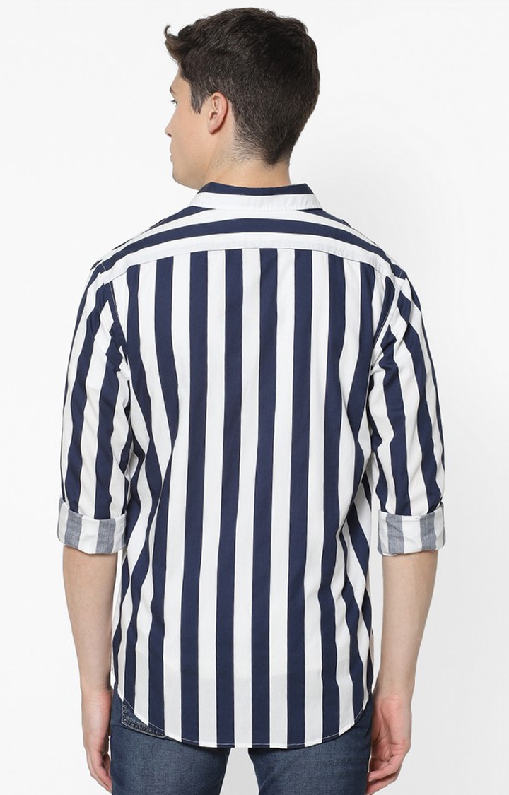 Navy Blue And White Striped Shirt