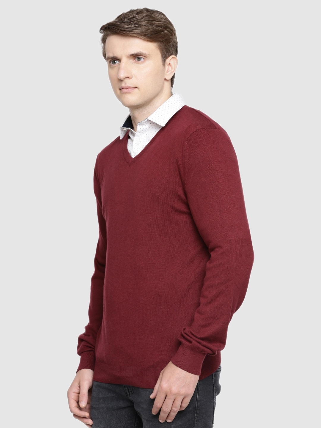 Celio Men's Solid Red Sweater