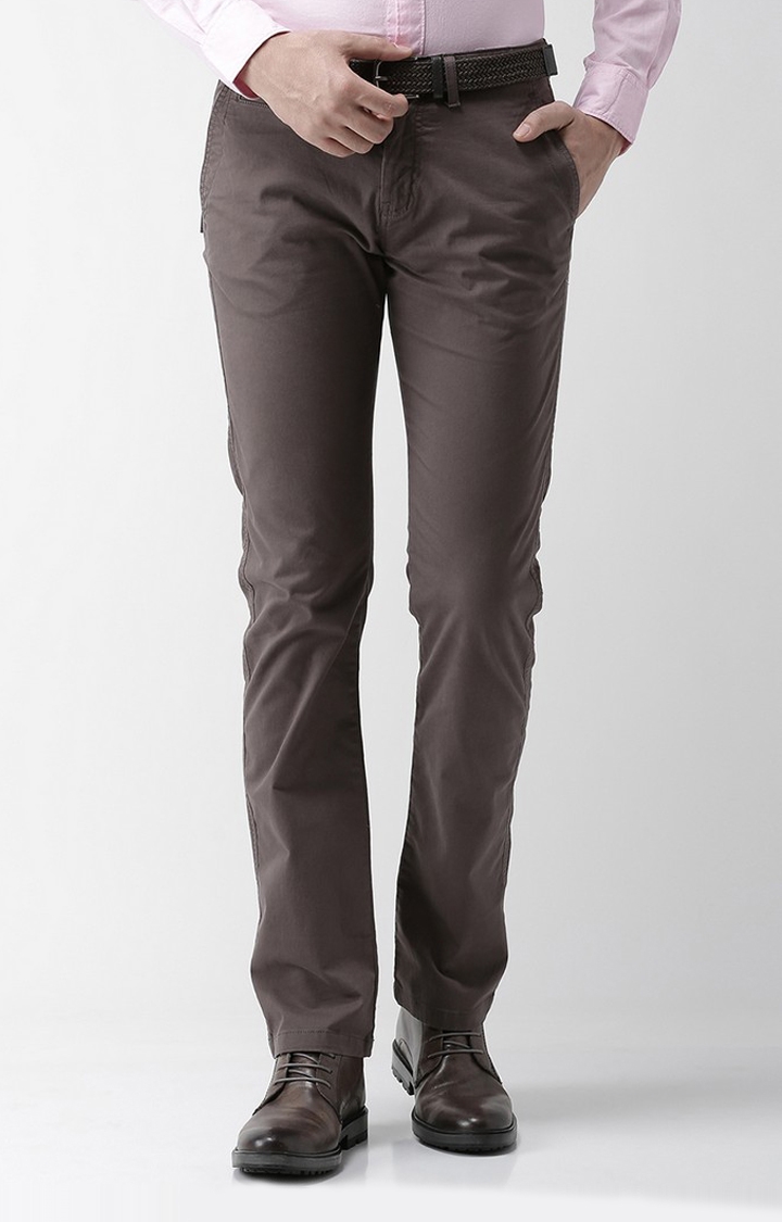 Straight Fit Cotton Blend Grey Trouser