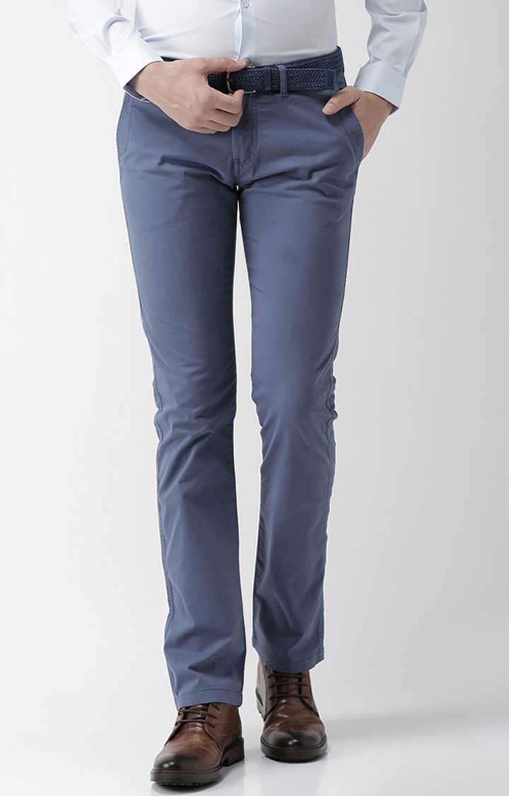 celio | Straight Fit Cotton Blend Blue Trouser