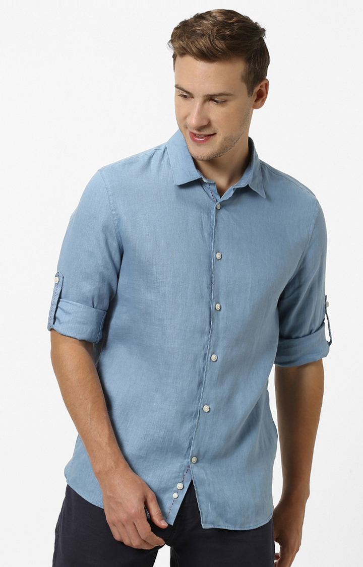 celio | Blue Solid Casual Shirt