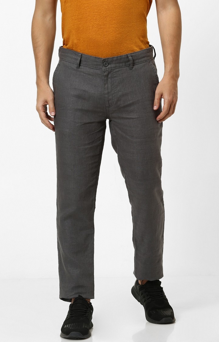 celio | 100% Linen Slim Fit Grey Trouser