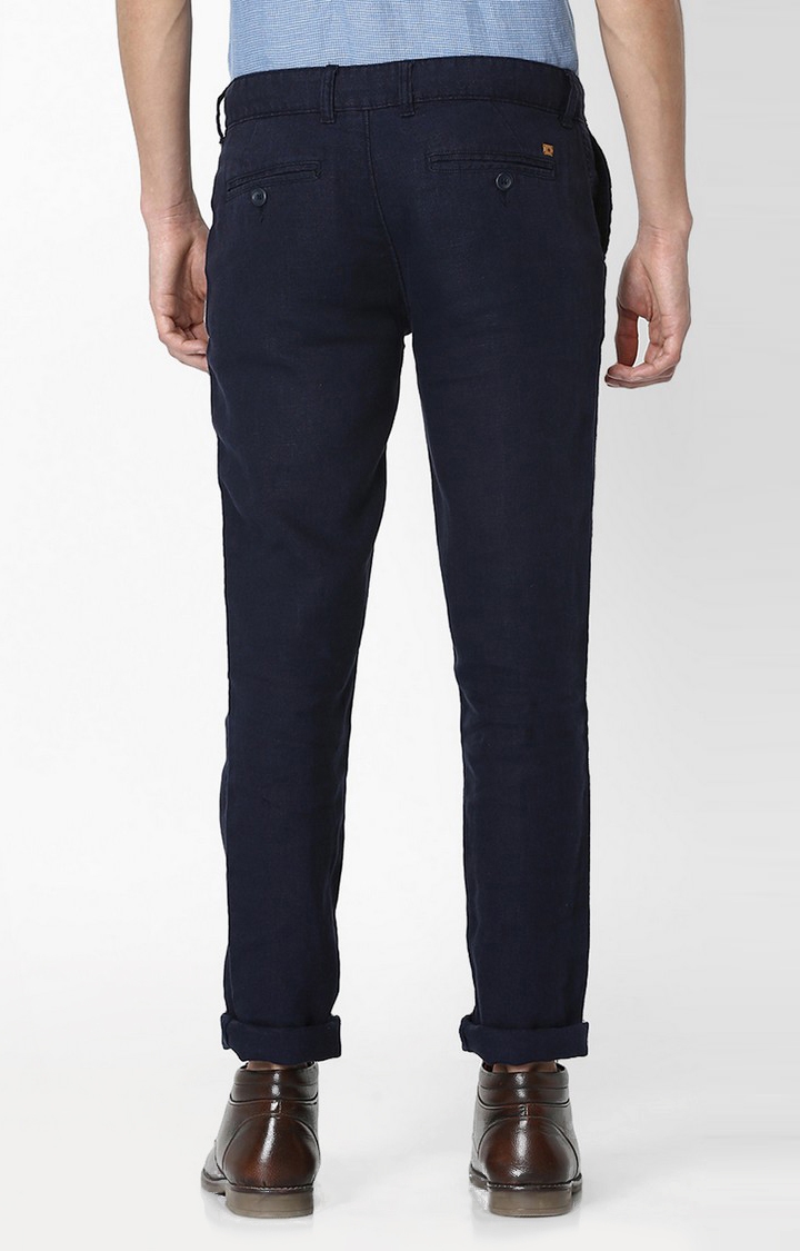 100% Linen Slim Fit Blue Trouser