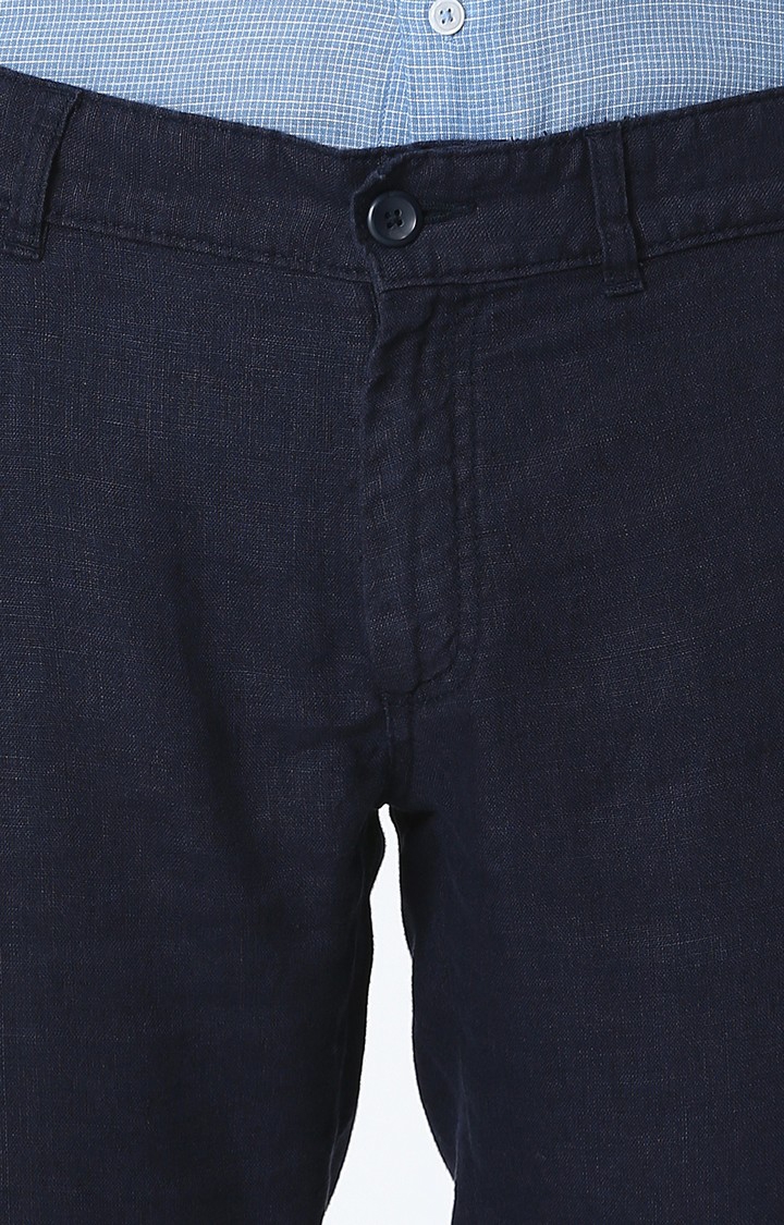 100% Linen Slim Fit Blue Trouser