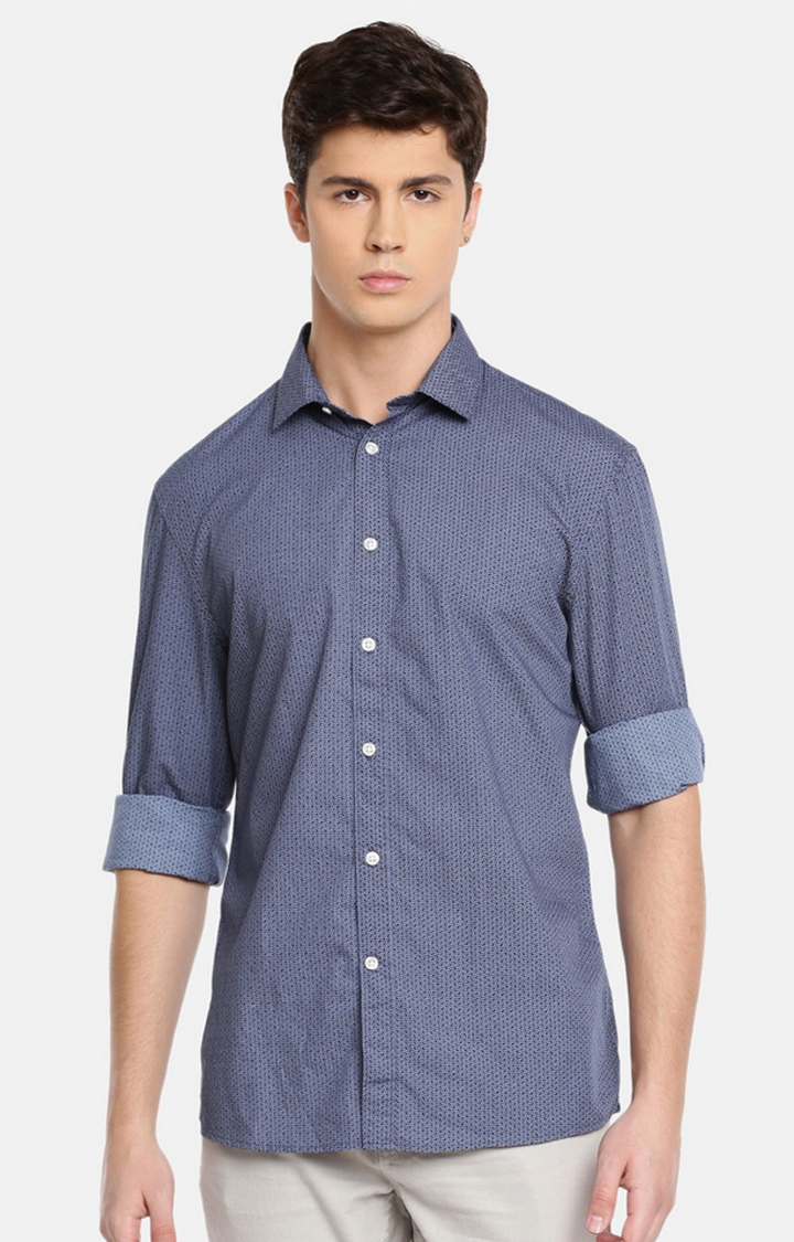 celio | Navy Blue Printed Casual Shirt