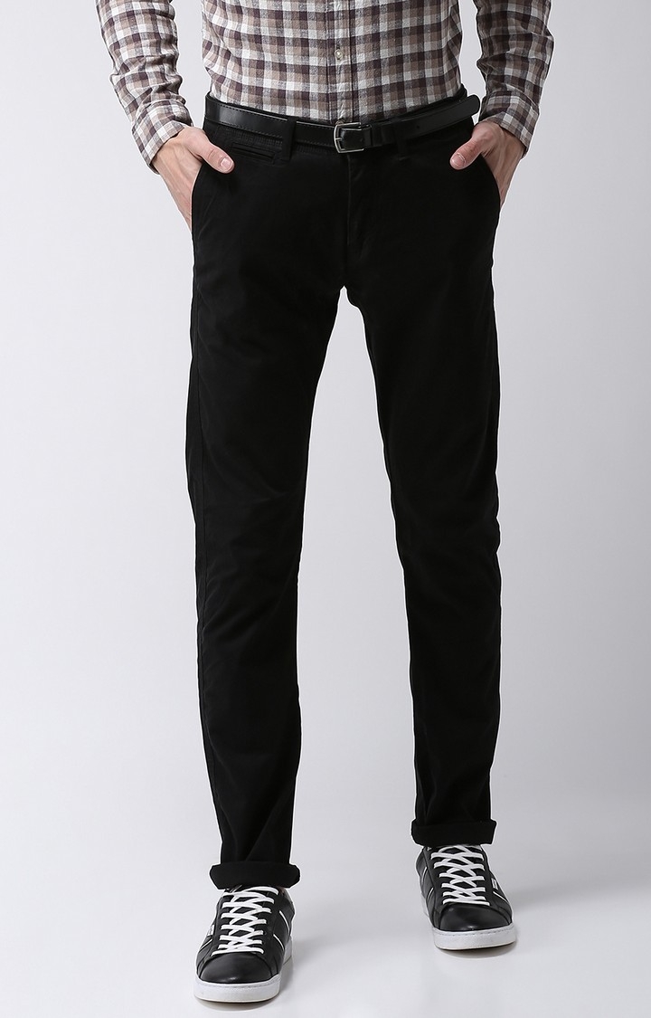 celio | Straight Fit Cotton Blend Black Trouser