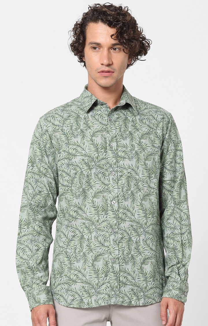 celio | Green Regular Fit Linen Shirt
