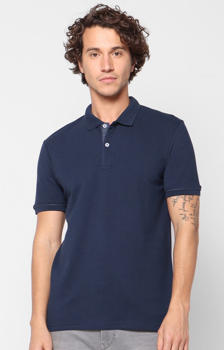 celio | Blue Solid Polo T-Shirt