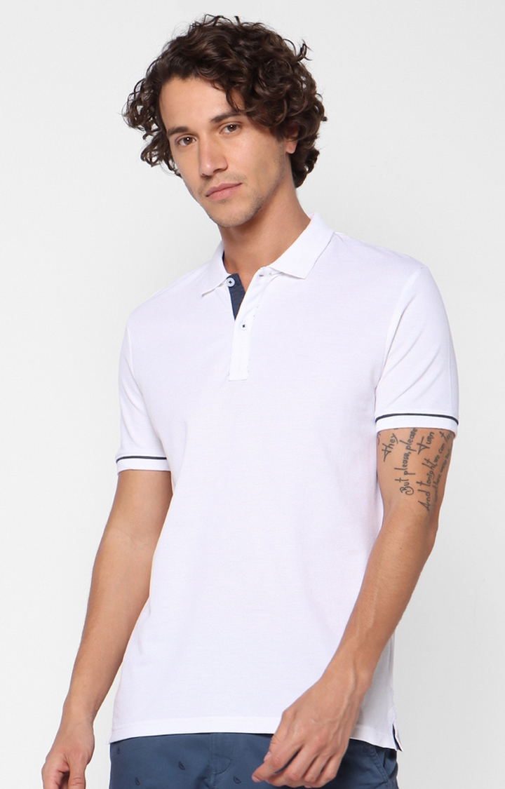 celio | White Solid Polo T-Shirt