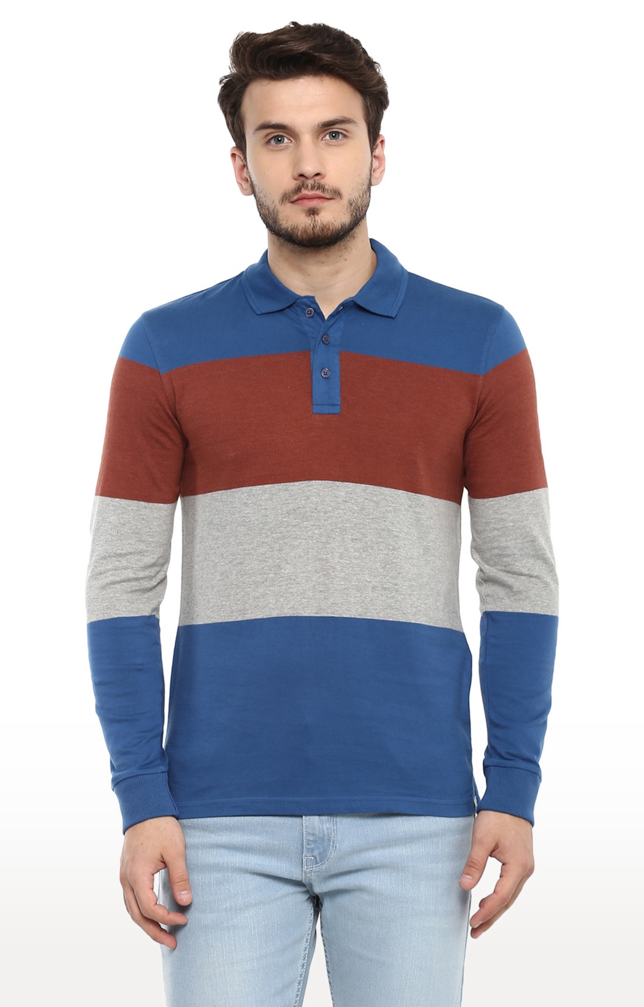 Colorblocked Blue Polo T-Shirt