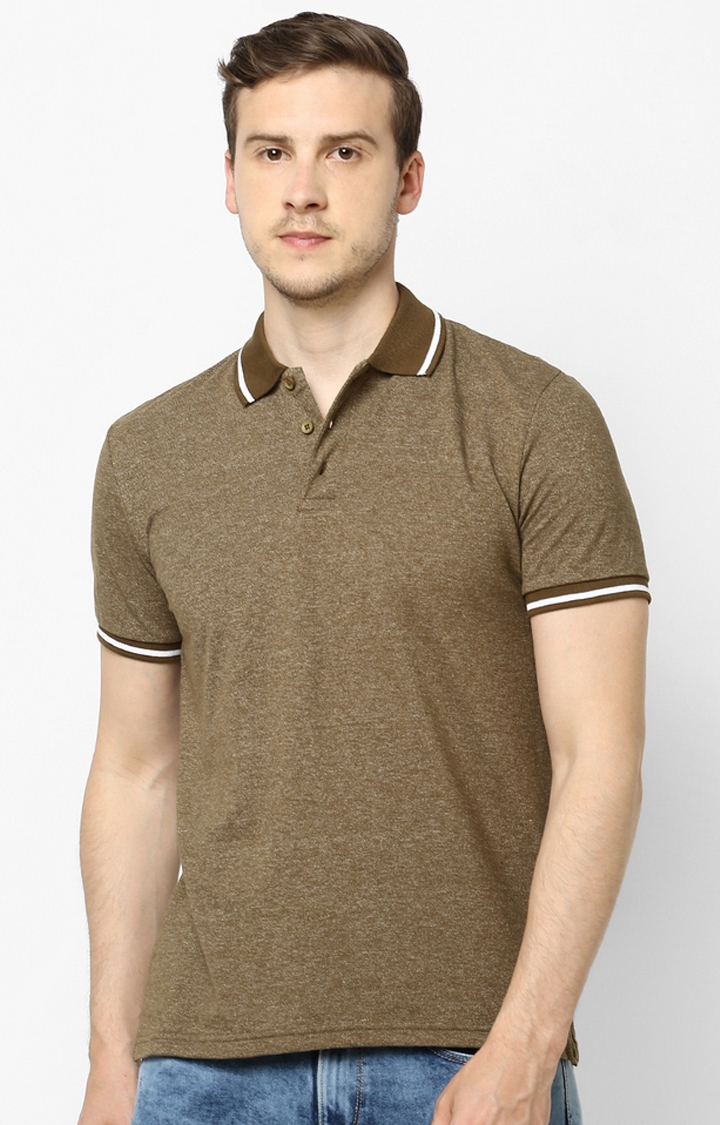 Brown Melange Polo T-Shirt