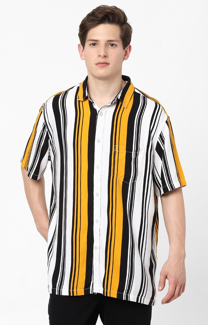 Mustard Striped Half Sleeves Shirt 