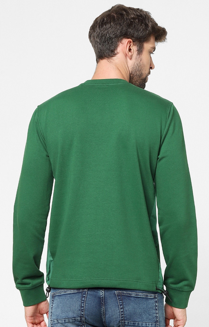 Men's Green Cotton Solid SweatShirt