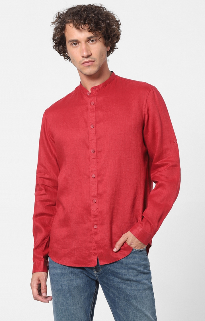 Red Solid Casual Shirt