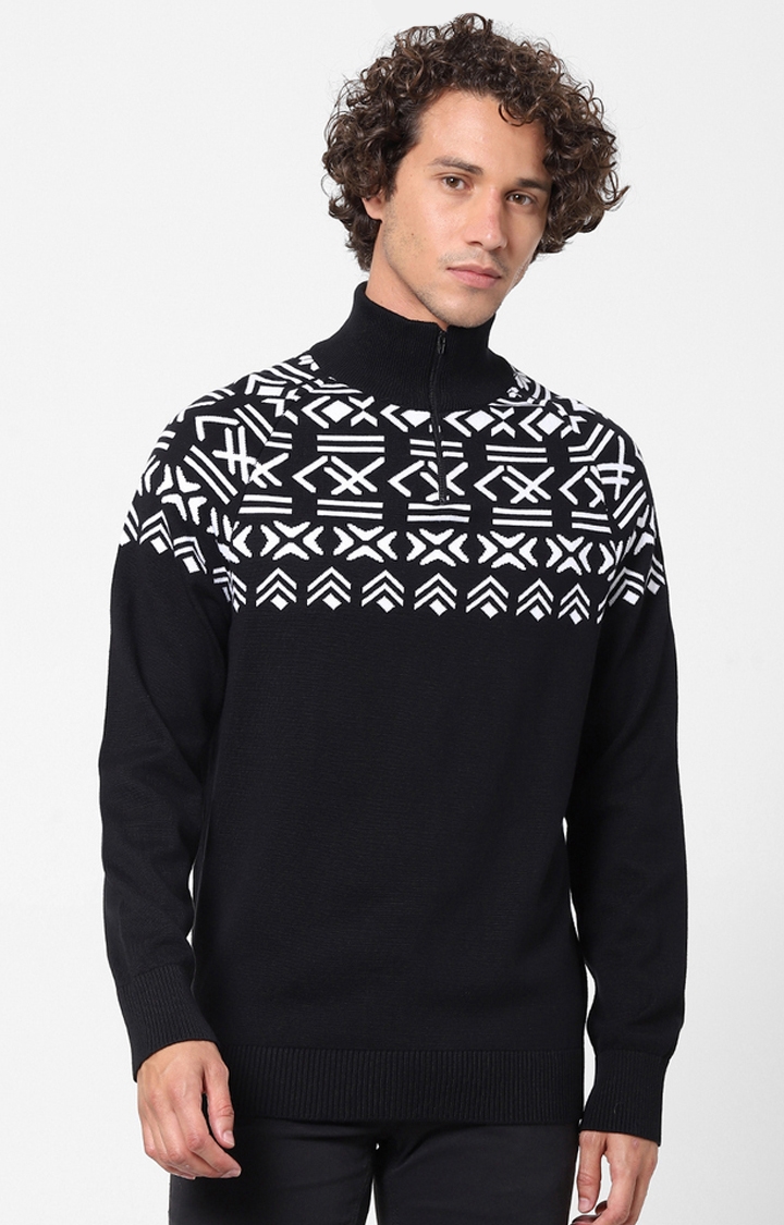 celio | Black Printed Sweaters