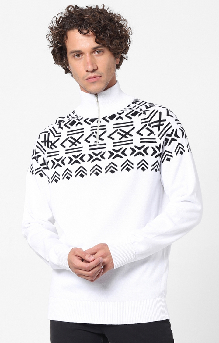 celio | White Printed Sweaters