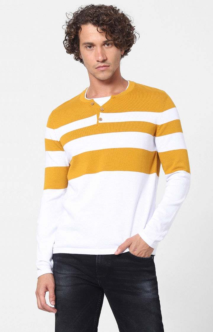 celio | Yellow Striped Sweaters