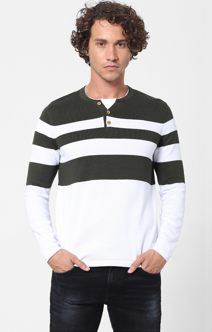 celio | Green Striped Sweaters