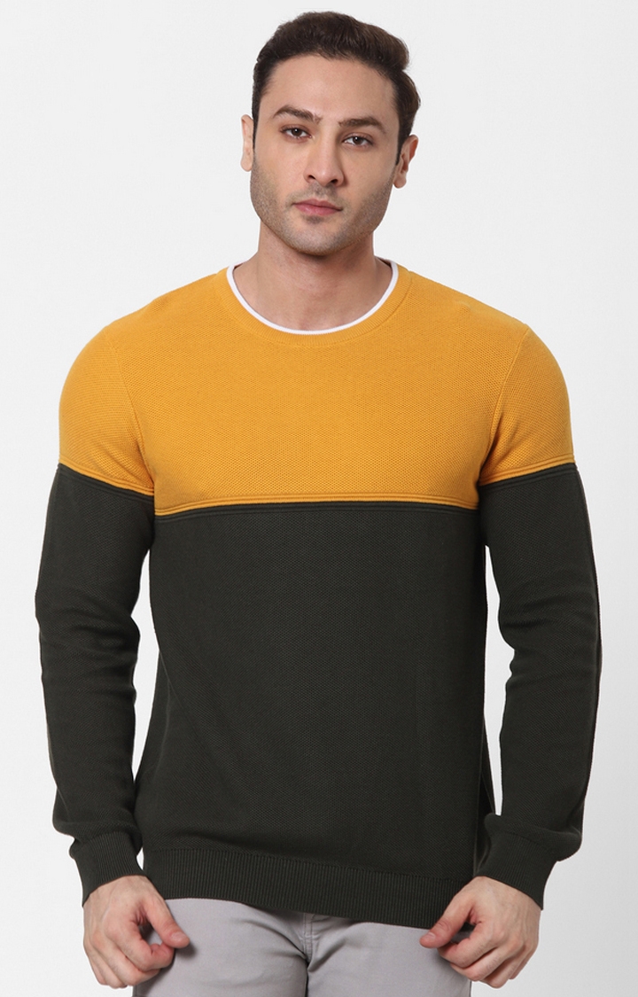 Yellow Colourblock Sweaters