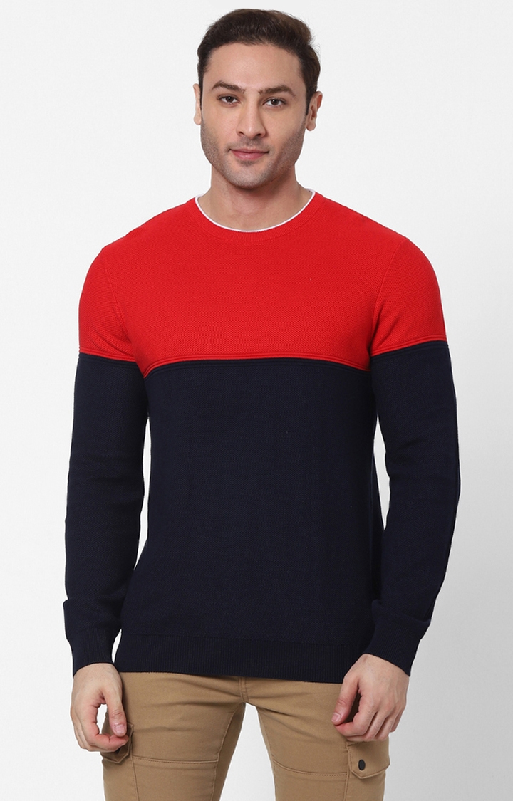 Red Colourblock Sweaters